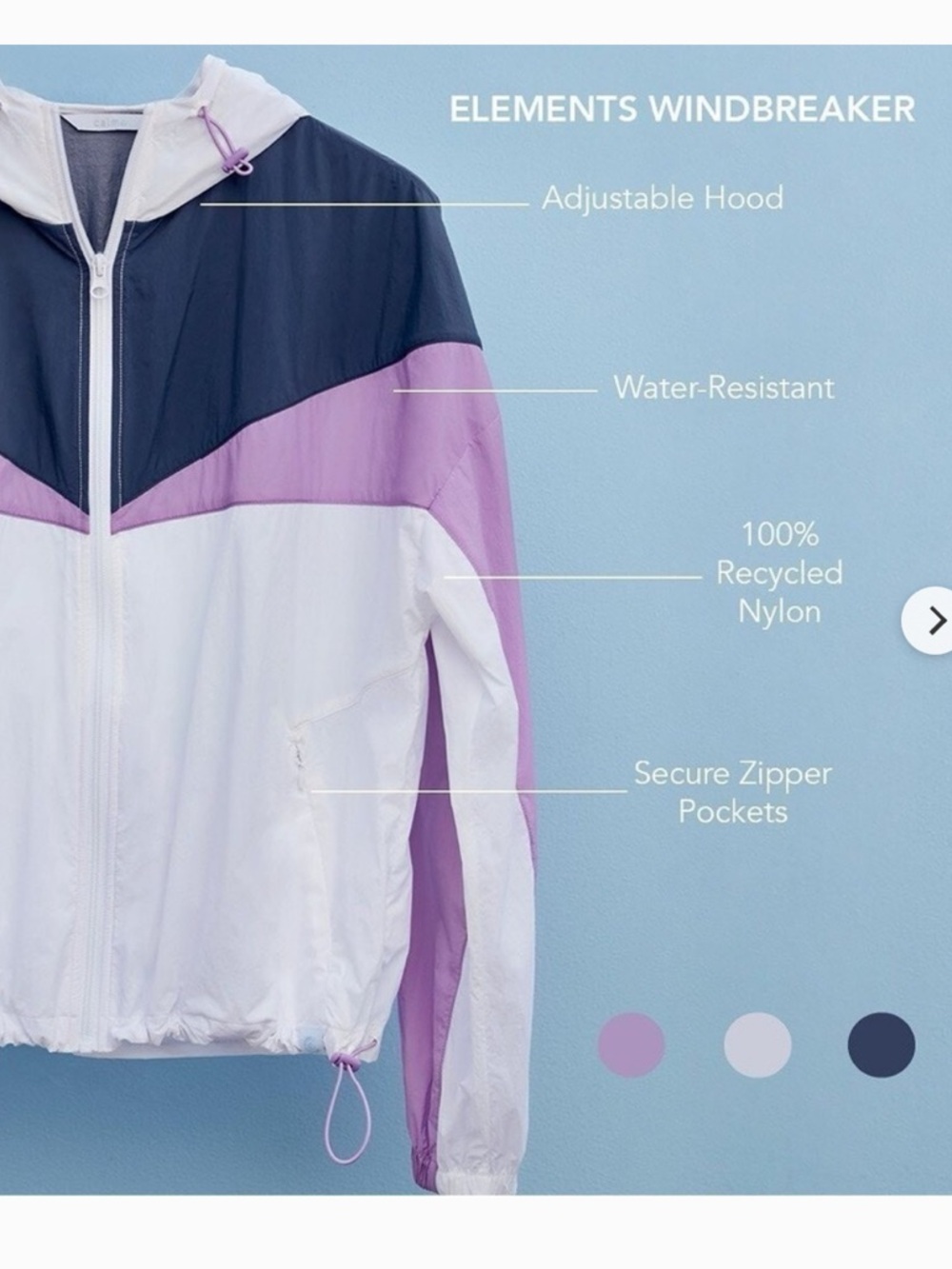 Calme by Johnny Was Elements Windbreaker Jacket - White, Lavender & Navy.Size M